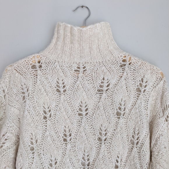 Handknit Pointelle Mockneck Sweater - Picture 4 of 6